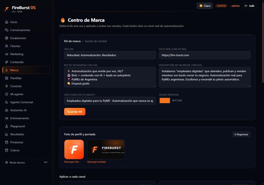 Centro de Marca — kit visual del negocio