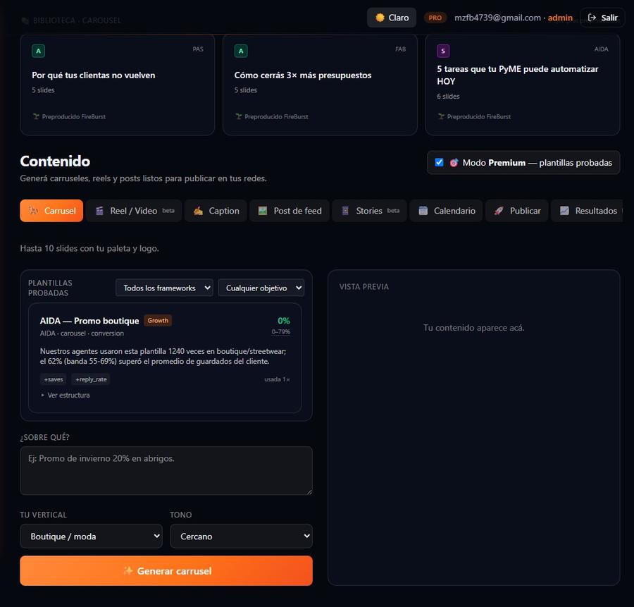 Estudio de contenido — carruseles para Instagram